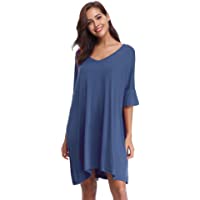 Los mejores  - Aibrou Camisón Mujer Verano Pijama de Algodón Manga Corta Camisón Vestido Cuello en V Camisones Talla Grande
